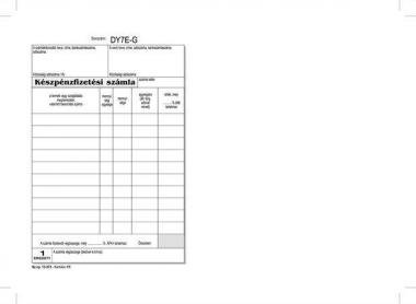Nyomtatvány, készpénzfizetési számlatömb, egy ÁFÁs, 50x3, A5, VICTORIA