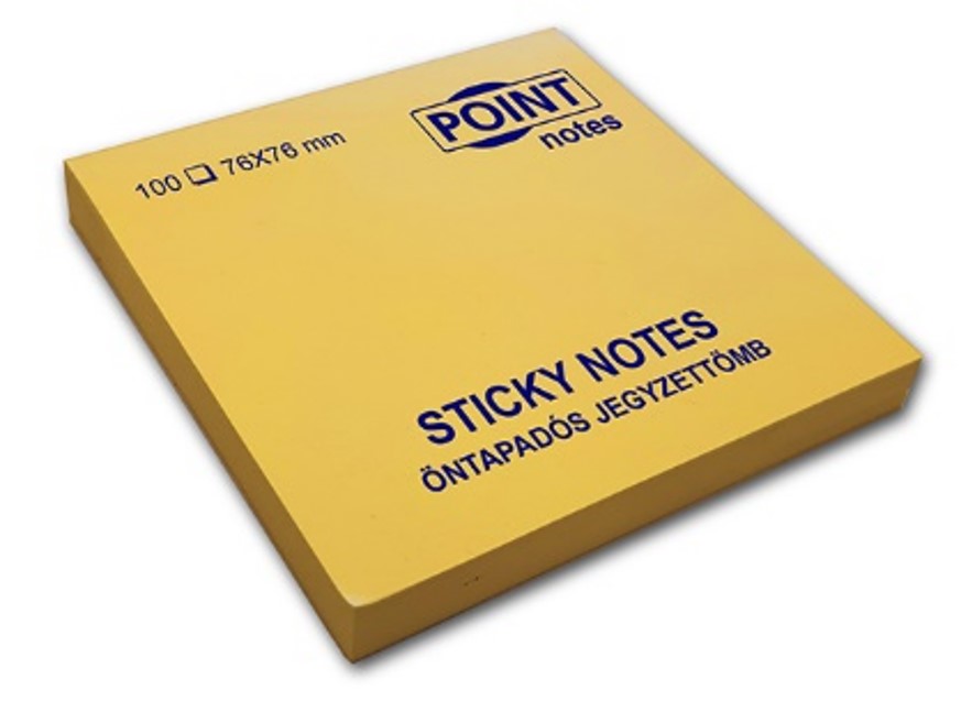 Öntapadó jegyzettömb, 75x75 mm, 100 lap, CT, sárga